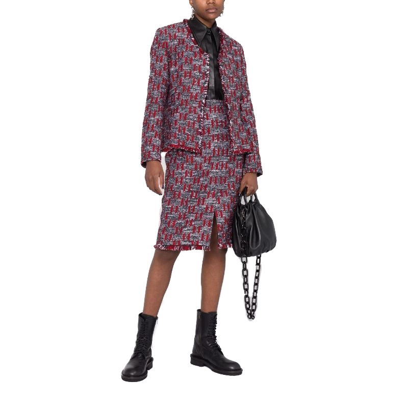 Lookbook (W) 卡尔拉格斐V领修身长袖夹克 - 多色 216W1401911