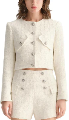 (W) Karl Lagerfeld 白色粗花呢單排扣長袖外套 E36W1528 Shop (W) Karl Lagerfeld 白色粗花呢單排扣長袖外套 E36W1528