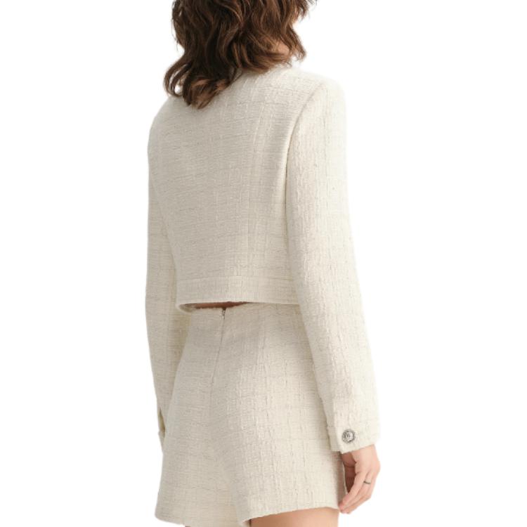 Sizing (W) Karl Lagerfeld 白色粗花呢單排扣長袖外套 E36W1528