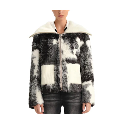 (Women) KARL LAGERFELD Women’s Colorblock Zipper Fleece Jacket Multicolor. 236L1983
