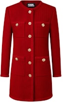 (Women) KARL LAGERFELD Women’s Red Single-Breasted Tweed Mid-Length Jacket 226L1411 (Women) KARL LAGERFELD Women’s Red Single-Breasted Tweed Mid-Length Jacket 226L1411