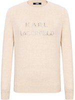 (Women) KARL LAGERFELD Women’s SS24 Beige Cashmere Sweater Long Sleeve Logo Crewneck. E41W2059 (Women) KARL LAGERFELD Women’s SS24 Beige Cashmere Sweater Long Sleeve Logo Crewneck. E41W2059