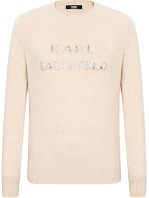 (Women) KARL LAGERFELD Women’s SS24 Beige Cashmere Sweater Long Sleeve Logo Crewneck. E41W2059 Buy (Women) KARL LAGERFELD Women’s SS24 Beige Cashmere Sweater Long Sleeve Logo Crewneck. E41W2059