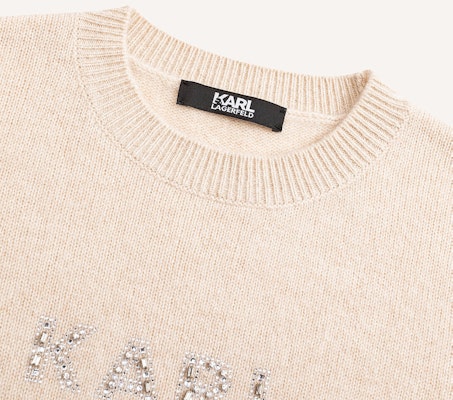 (Women) KARL LAGERFELD Women’s SS24 Beige Cashmere Sweater Long Sleeve Logo Crewneck. E41W2059 Shop (Women) KARL LAGERFELD Women’s SS24 Beige Cashmere Sweater Long Sleeve Logo Crewneck. E41W2059