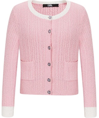 (Women) KARL LAGERFELD Women’s SS24 Colorblock Pink Knit Cardigan for Daily Wear. 241L2046 Buy (Women) KARL LAGERFELD Women’s SS24 Colorblock Pink Knit Cardigan for Daily Wear. 241L2046