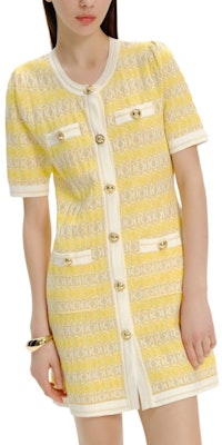 (W) KARL LAGERFELD 女裝黃色短袖撞色鈕扣連衣裙 SS24 E41W1308 Sizing (W) KARL LAGERFELD 女裝黃色短袖撞色鈕扣連衣裙 SS24 E41W1308