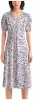 (Women) KARL LAGERFELD Zebra V-Neck Short Sleeve Dress White Blue E33L1337 (Women) KARL LAGERFELD Zebra V-Neck Short Sleeve Dress White Blue E33L1337