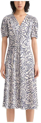 (Women) KARL LAGERFELD Zebra V-Neck Short Sleeve Dress White Blue E33L1337 Buy (Women) KARL LAGERFELD Zebra V-Neck Short Sleeve Dress White Blue E33L1337