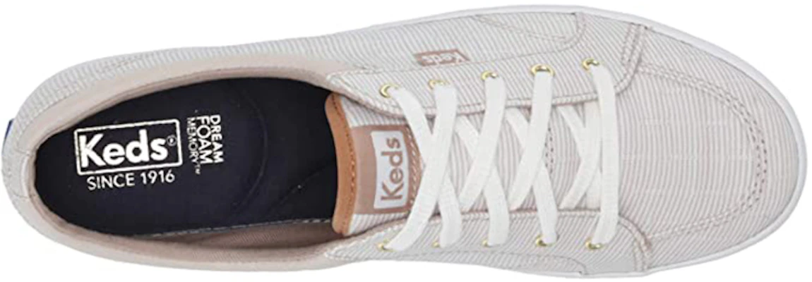 (Women) Keds Center Ticking Stripe 'White Brown' WF63383 Shop (Women) Keds Center Ticking Stripe 'White Brown' WF63383