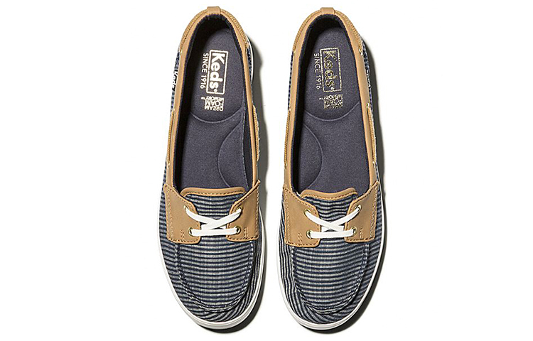 Order (W) Keds Charter Stripe 'Deep Blue Slip-On' Sepatu Tanpa Tali WF61903