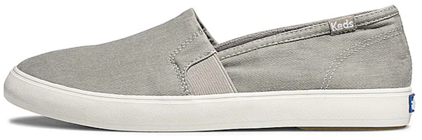 (Women) Keds Clipper Washed Solids 'Slip-On Grey' WF60852 (Women) Keds Clipper Washed Solids 'Slip-On Grey' WF60852