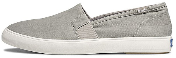 (Women) Keds Clipper Washed Solids 'Slip-On Grey' WF60852 (Women) Keds Clipper Washed Solids 'Slip-On Grey' WF60852