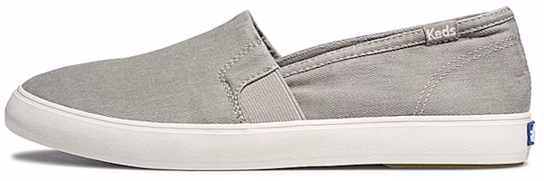 (Women) Keds Clipper Washed Solids 'Slip-On Grey' WF60852 (Women) Keds Clipper Washed Solids 'Slip-On Grey' WF60852