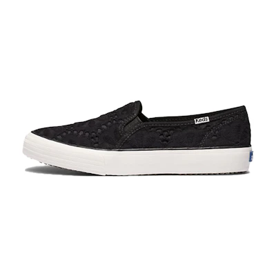 (W) Keds Double Decker Eyelet 'Black Slip-On'