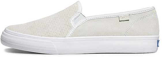 (Women) Keds Double Decker Perf Suede 'Light Grey Slip-On' WH62521 (Women) Keds Double Decker Perf Suede 'Light Grey Slip-On' WH62521
