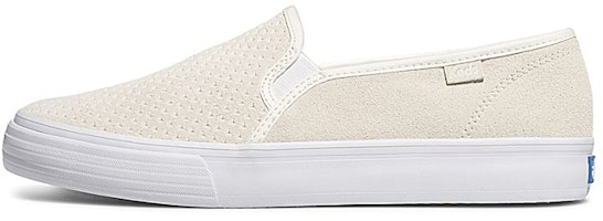 (Women) Keds Double Decker Perf Suede 'Milk White Slip-On' WH62523 (Women) Keds Double Decker Perf Suede 'Milk White Slip-On' WH62523