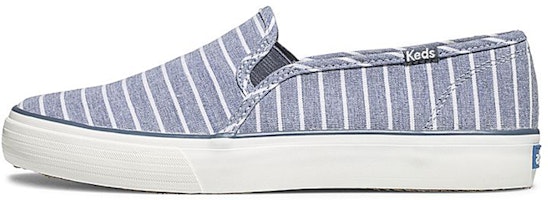 (Women) Keds Double Decker Slip-On 'Breton Stripe Blue' WF62926 (Women) Keds Double Decker Slip-On 'Breton Stripe Blue' WF62926