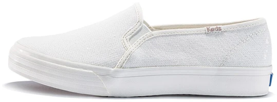 (Women) Keds Double Decker Slip-On 'Mini Sequin White' WF59588 (Women) Keds Double Decker Slip-On 'Mini Sequin White' WF59588