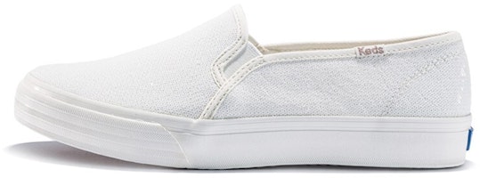 (Women) Keds Double Decker Slip-On 'Mini Sequin White' WF59588 (Women) Keds Double Decker Slip-On 'Mini Sequin White' WF59588