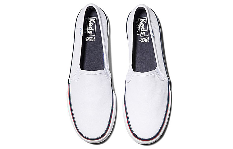 Order (W) Keds Double Decker Wasbaar ''Varsity Wit Slip-On'' WF62940