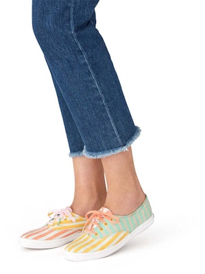 (Women) Keds Dusen Dusen x Champion 'Red Green Stripe' WF59705 Details for (Women) Keds Dusen Dusen x Champion 'Red Green Stripe' WF59705