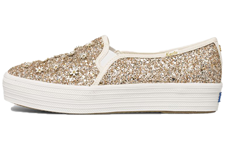 (Women) Keds Kate Spade New York Triple Decker 'Glitter Flowers Gold' WF65103