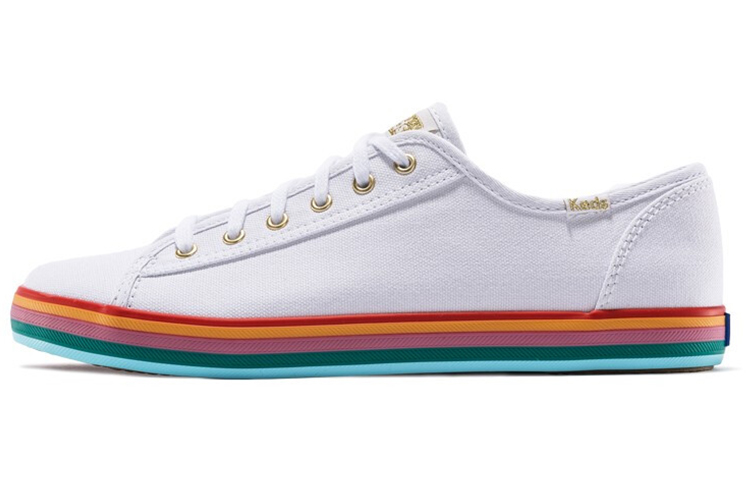 (Women) Keds Kickstart Low Canvas White 'Rainbow Sole' WF62948