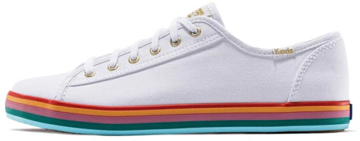 (Women) Keds Kickstart Low Canvas White 'Rainbow Sole' WF62948 (Women) Keds Kickstart Low Canvas White 'Rainbow Sole' WF62948