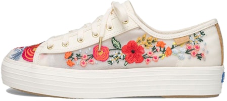 (Women) Keds Rifle Paper Co. x Triple Kick Embroidered Mesh 'Pink White Floral' WF62675 (Women) Keds Rifle Paper Co. x Triple Kick Embroidered Mesh 'Pink White Floral' WF62675