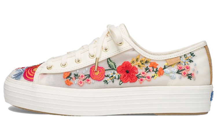 (Women) Keds Rifle Paper Co. x Triple Kick Embroidered Mesh 'Pink White Floral' WF62675