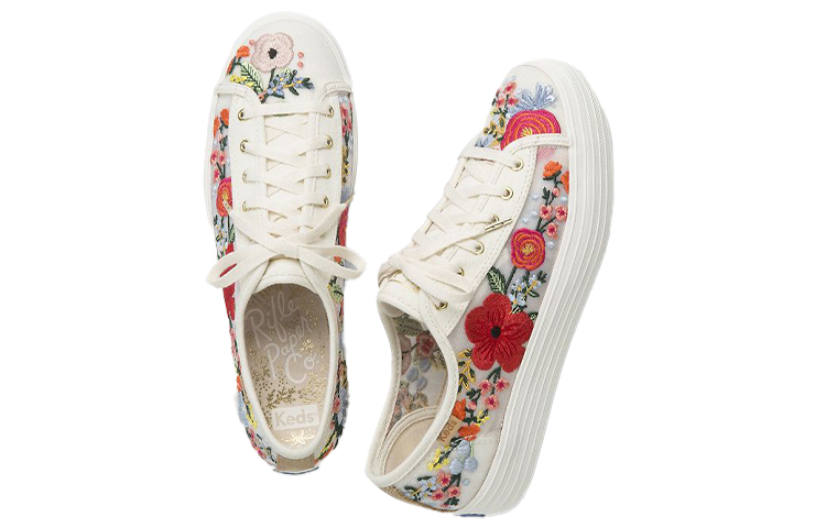 (W) Keds Rifle Paper Co. Triple Kick Embroidered Mesh 'Pink White Floral' 圖 3