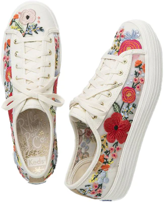 (W) Keds Rifle Paper Co. x Triple Kick Malla Bordada 'Floral Rosa Blanco' WF62675 Lookbook (W) Keds Rifle Paper Co. x Triple Kick Malla Bordada 'Floral Rosa Blanco' WF62675