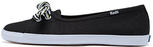 (Women) Keds Seaside Slip-On 'Black Oversized Bow' WF65890 (Women) Keds Seaside Slip-On 'Black Oversized Bow' WF65890