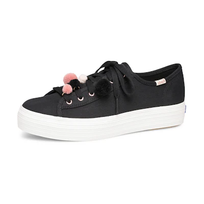 (W) Keds Triple Kick 'Pom Pom Black'