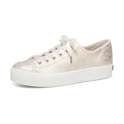 (W) Keds Triple Kick 'Snake Embossed Leather Blush Pink'