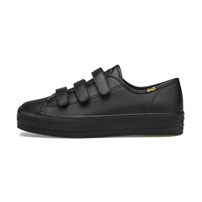(W) Keds Triple Kick Velcro Leather 'Black'
