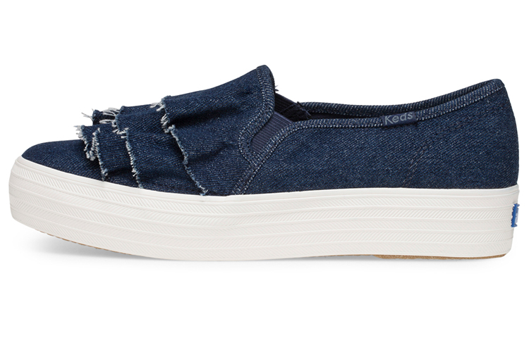 (Women) Keds Triple Ruffle Denim Slip-On 'Blue' WF59217
