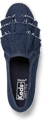 (W) Keds Triple Ruffle Denim Slip-On ''Blauw'' WF59217 Order (W) Keds Triple Ruffle Denim Slip-On ''Blauw'' WF59217