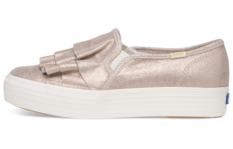 (Women) Keds Triple Ruffle Glitter 'Pink Gold Slip-On' WH58506