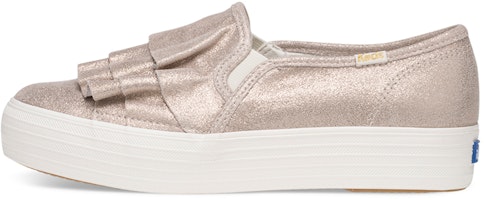 (Women) Keds Triple Ruffle Glitter 'Pink Gold Slip-On' WH58506 (Women) Keds Triple Ruffle Glitter 'Pink Gold Slip-On' WH58506