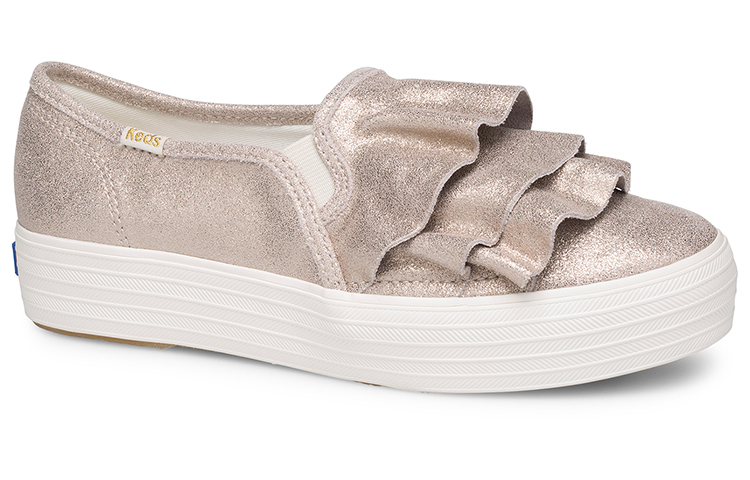 Order (Women) Keds Triple Ruffle Glitter 'Pink Gold Slip-On' WH58506