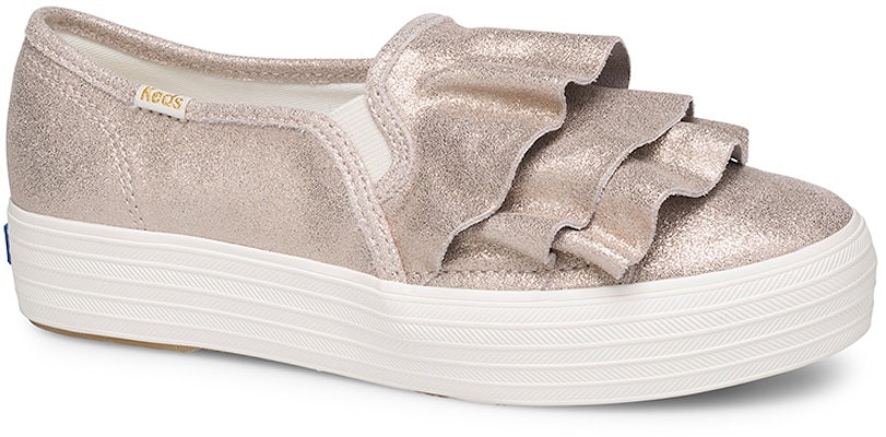 (W) Keds Triple Ruffle Glitter 'Pink Gold Slip-On' Wanita Emas Merah Jambu WH58506 Order (W) Keds Triple Ruffle Glitter 'Pink Gold Slip-On' Wanita Emas Merah Jambu WH58506