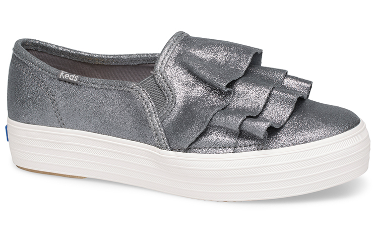 Order (Women) Keds Triple Ruffle Glitter Slip-On 'Grey' WH58987
