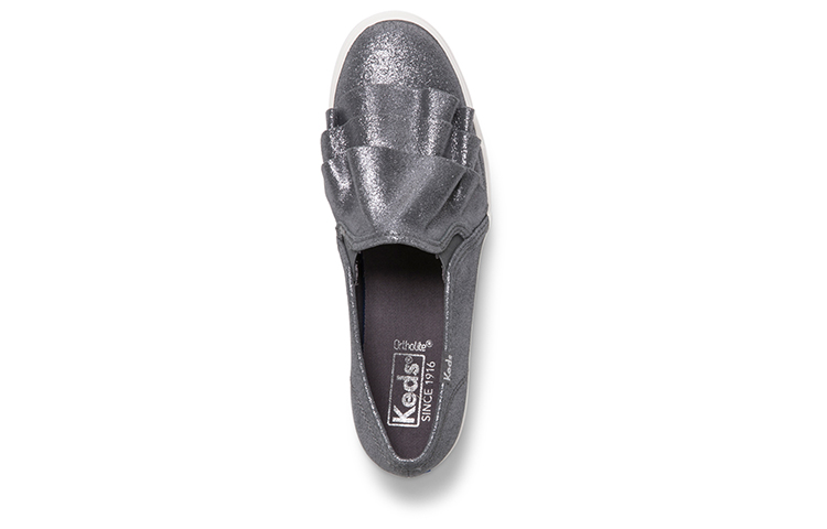 Lookbook (Women) Keds Triple Ruffle Glitter Slip-On 'Grey' WH58987