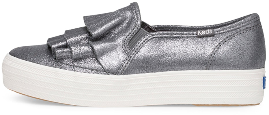 (Women) Keds Triple Ruffle Glitter Slip-On 'Grey' WH58987 Buy (Women) Keds Triple Ruffle Glitter Slip-On 'Grey' WH58987