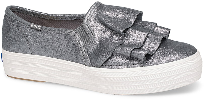 (Women) Keds Triple Ruffle Glitter Slip-On 'Grey' WH58987 Order (Women) Keds Triple Ruffle Glitter Slip-On 'Grey' WH58987