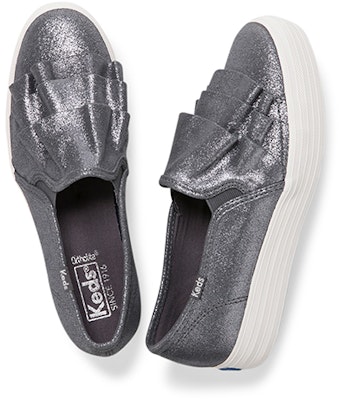 (W) Keds Triple Ruffle Glitter Slip-On 'Kelabu' WH58987 Shop (W) Keds Triple Ruffle Glitter Slip-On 'Kelabu' WH58987