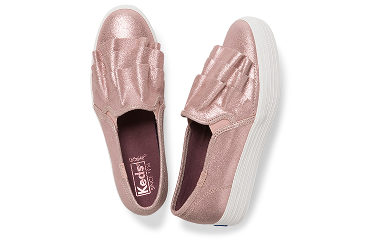 (W) Keds Triple Ruffle Glitter Slip-On 'Rose Gold' 圖 4
