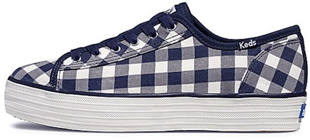(Women) Keds x Draper James Triple Kick 'Dolly Check Blue and White' WF62405 (Women) Keds x Draper James Triple Kick 'Dolly Check Blue and White' WF62405