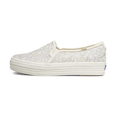 (W) Keds Kate Spade New York Triple Decker 'Glitter White Slip-On'